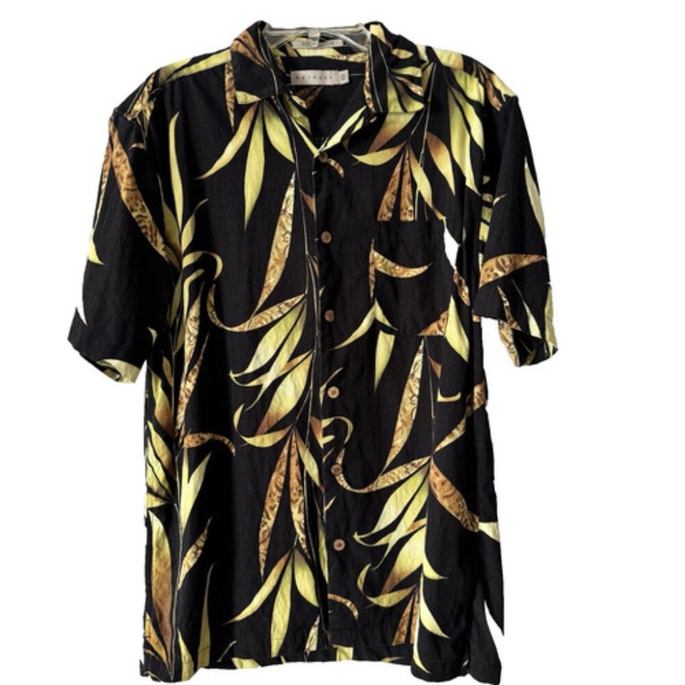 Retreat Mens Med Short Sleeve Hawaiian Shirt Silk Blend